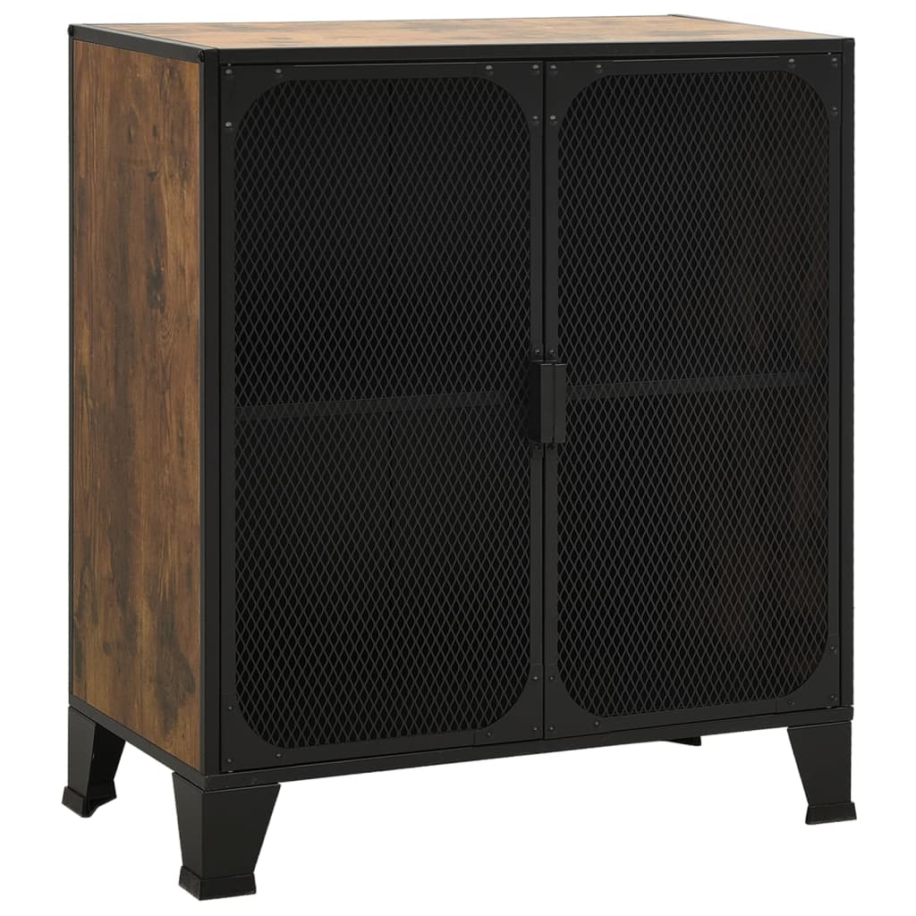 vidaXL Opbergkasten 2 st 72x36x82 cm metaal en MDF rustiek bruin
