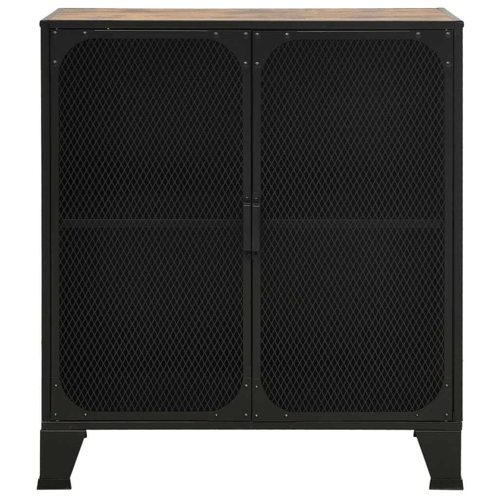 vidaXL Opbergkasten 2 st 72x36x82 cm metaal en MDF rustiek bruin