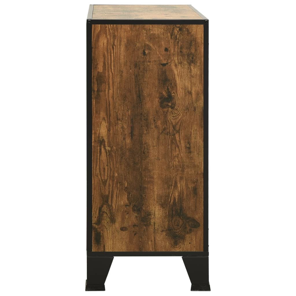 vidaXL Opbergkasten 2 st 72x36x82 cm metaal en MDF rustiek bruin