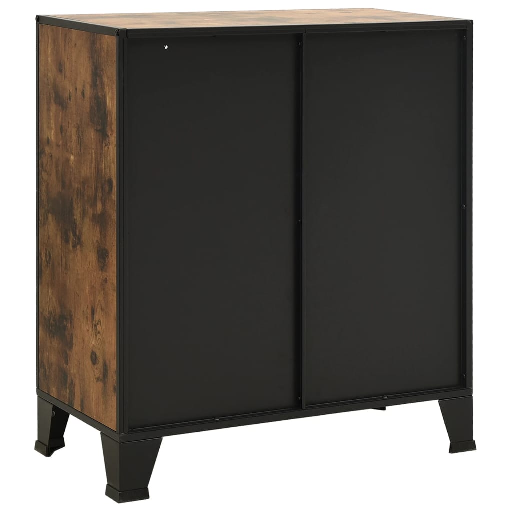 vidaXL Opbergkasten 2 st 72x36x82 cm metaal en MDF rustiek bruin