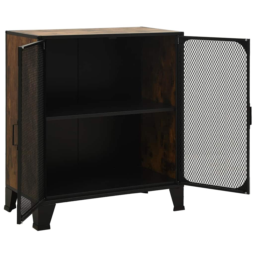 vidaXL Opbergkasten 2 st 72x36x82 cm metaal en MDF rustiek bruin