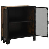 vidaXL Opbergkasten 2 st 72x36x82 cm metaal en MDF rustiek bruin