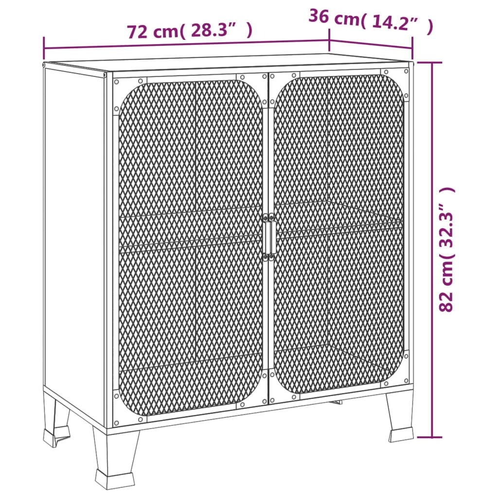 vidaXL Opbergkasten 2 st 72x36x82 cm metaal en MDF rustiek bruin