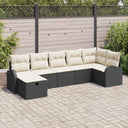 vidaXL Bankstel met kussen met opslag 7 pcs Zwart en Crème poly rattan