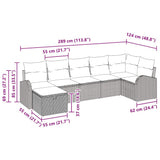 vidaXL Bankstel met kussen met opslag 7 pcs Zwart en Crème poly rattan