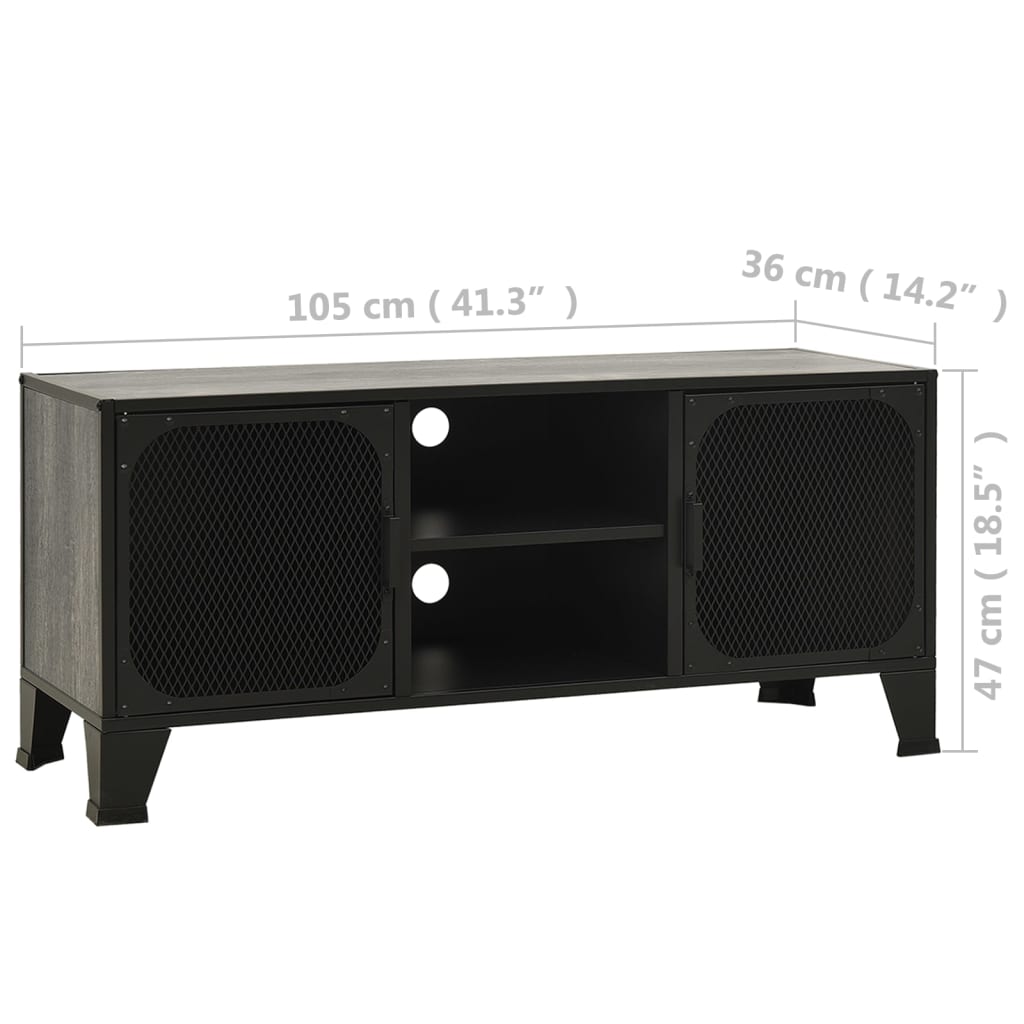 vidaXL Tv-meubel 105x36x47 cm metaal en MDF rustiek bruin