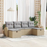vidaXL Sofa Set with Cushions with Storage 6 pcs Black and Cream poly rattan