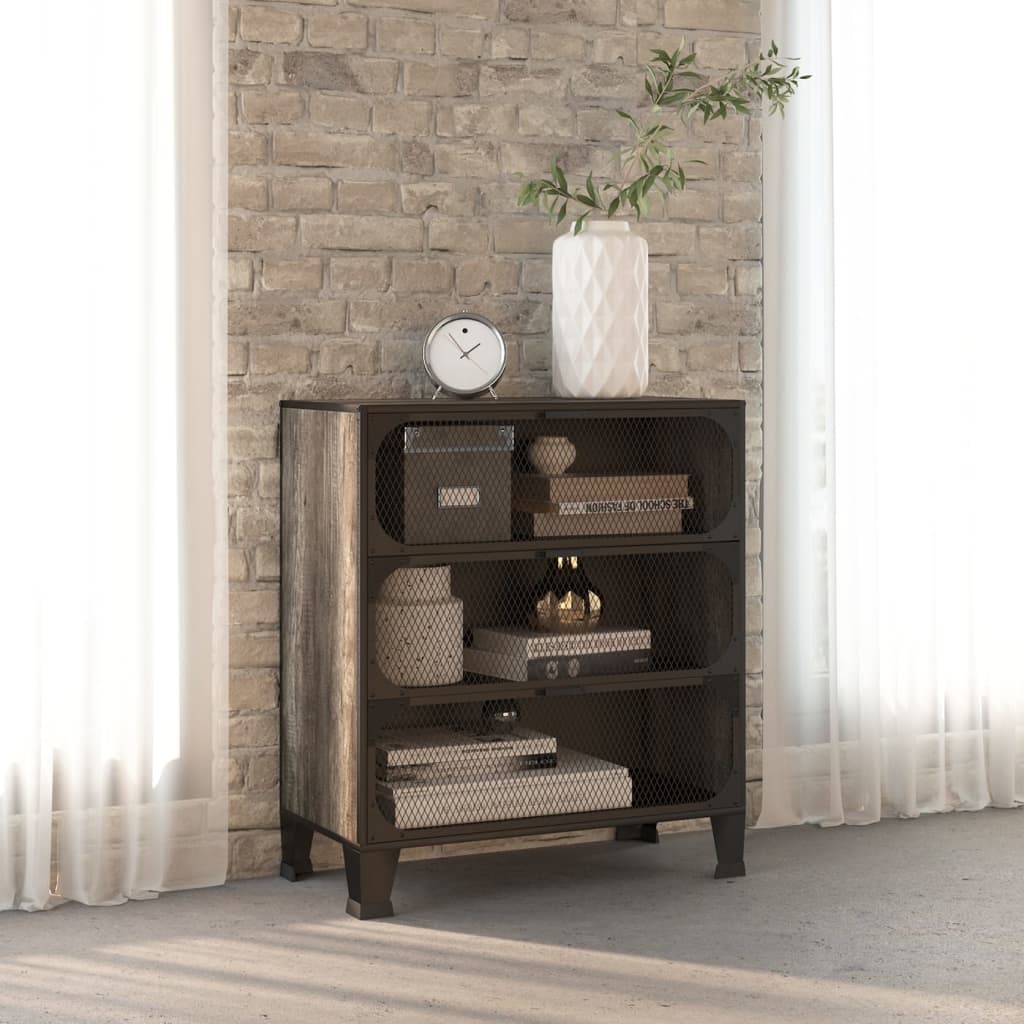 vidaXL Storage Cabinets 2 pcs 72x36x82 cm metal and MDF rustic brown