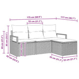 vidaXL Bankstel met kussen met opslag 4 pcs Zwart en Crème poly rattan