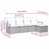 vidaXL Bankstel met kussen met opslag 5 pcs Zwart en Crème poly rattan