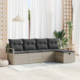 vidaXL Bankstel met kussen met opslag 5 pcs Zwart en Crème poly rattan