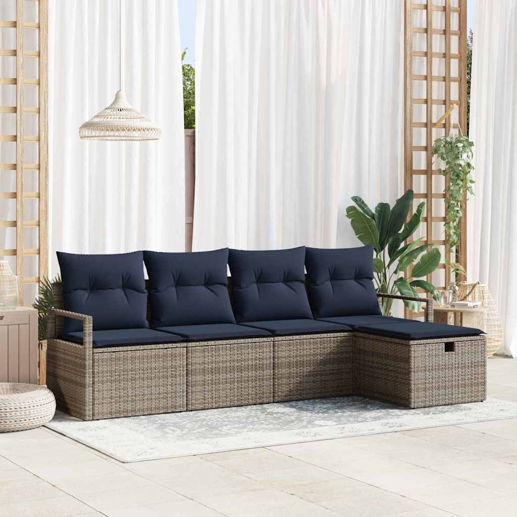 vidaXL Canapé avec coussin de rangement Marron et Rouge poly rotin