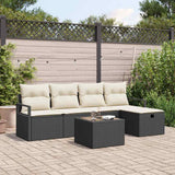 vidaXL Bankstel met kussen met opslag 5 pcs Zwart en Crème poly rattan