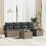 vidaXL Bankstel met kussen met opslag 5 pcs Zwart en Crème poly rattan