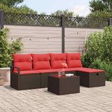 vidaXL Canapé avec coussin de rangement Marron et Rouge poly rotin