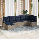 vidaXL Bankstel met kussen met opslag 7 pcs Bruin en Rood poly rattan