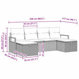vidaXL Bankstel met kussen met opslag 6 pcs Zwart en Crème poly rattan