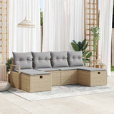 vidaXL Bankstel met kussen met opslag 6 pcs Zwart en Crème poly rattan
