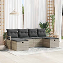 vidaXL Bankstel met kussen met opslag 6 pcs Zwart en Crème poly rattan