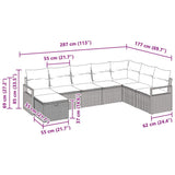 vidaXL Bankstel met kussen met opslag 8 pcs Zwart en Crème poly rattan