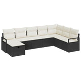vidaXL Bankstel met kussen met opslag 8 pcs Zwart en Crème poly rattan