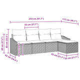 vidaXL Sofa Set with Cushions and Storage Black Poly Rattan