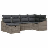 vidaXL Bankstel met kussen met opslag Zwart en Crème poly rattan
