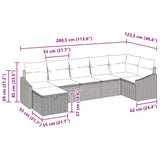 vidaXL Bankstel met kussen met opslag 7 pcs Zwart poly rattan