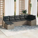vidaXL Bankstel met kussen met opslag 7 pcs Zwart poly rattan