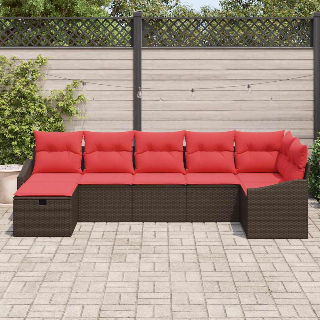 vidaXL Bankstel met kussen met opslag Zwart poly rattan