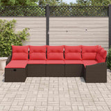 vidaXL Bankstel met kussen met opslag Zwart poly rattan