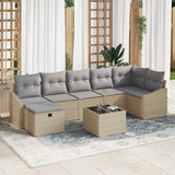 vidaXL Bankstel met kussen met opslag 7 pcs Zwart poly rattan