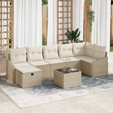 vidaXL Bankstel met kussen met opslag 7 pcs Zwart poly rattan