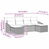 vidaXL Tuinbank Set met kussen 6 pcs Zwart Poly rattan