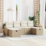 vidaXL Tuinbank Set met kussen 6 pcs Zwart Poly rattan