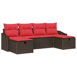 vidaXL Tuinbank Set met kussen 6 pcs Zwart Poly rattan