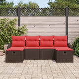 vidaXL Tuinbank Set met kussen 6 pcs Zwart Poly rattan