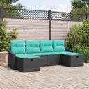 vidaXL Tuinbank Set met kussen 6 pcs Zwart Poly rattan