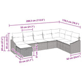 vidaXL Garden Sofa Set with cushions 8 pcs Black Poly Rattan