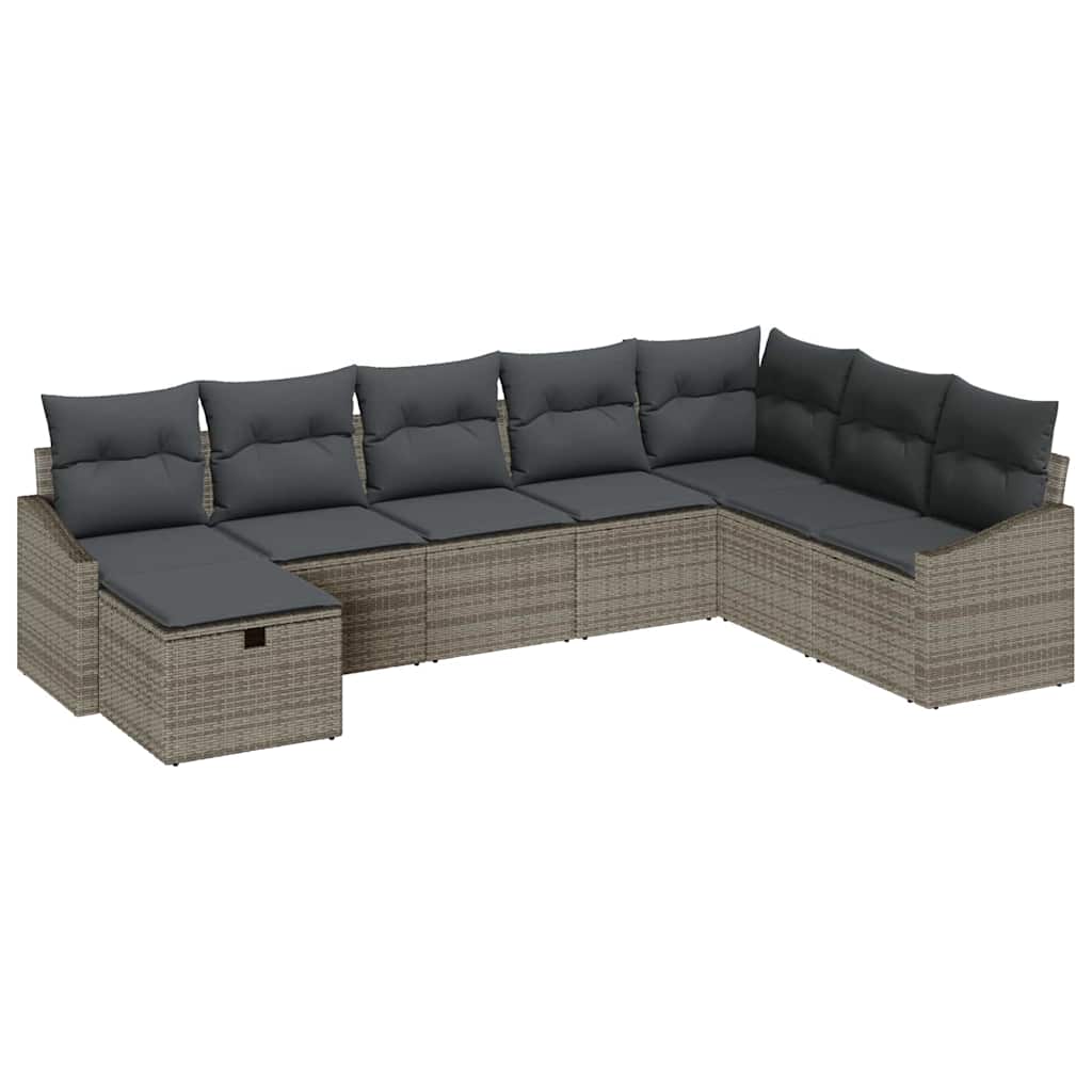 vidaXL Garden Sofa Set with cushions 8 pcs Black Poly Rattan