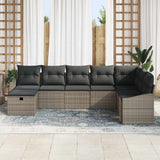 vidaXL Garden Sofa Set with cushions 8 pcs Black Poly Rattan