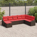 vidaXL Tuinbank Set met kussen 8 pcs Zwart Poly rattan