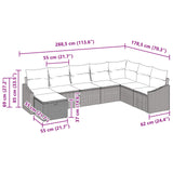 vidaXL Tuinbank Set met kussen 8 pcs Zwart Poly rattan