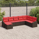 vidaXL Tuinbank Set met kussen 8 pcs Zwart Poly rattan