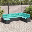 vidaXL Tuinbank Set met kussen 8 pcs Zwart Poly rattan