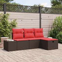 vidaXL Tuinbank Set met kussen met opslag 4 pcs poly rattan