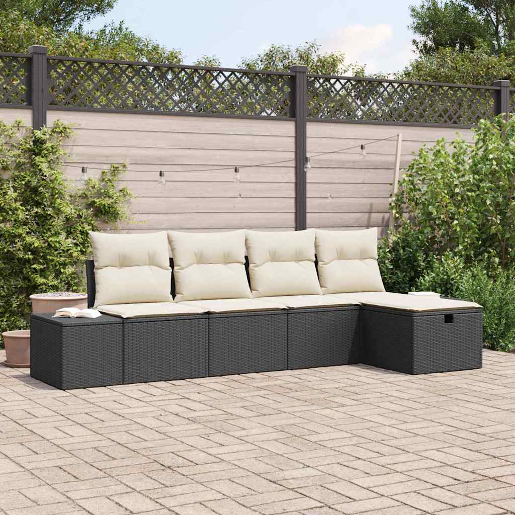 vidaXL Tuinbank Set met kussen 5 pcs poly rattan