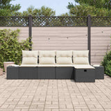 vidaXL Tuinbank Set met kussen 5 pcs poly rattan