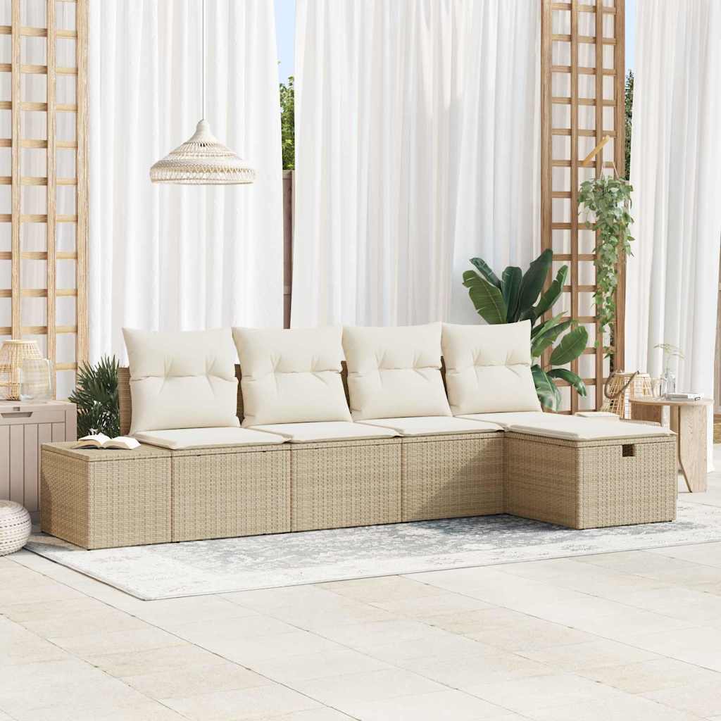 vidaXL Tuinbank Set met kussen 5 pcs poly rattan