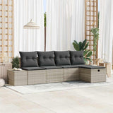 vidaXL Tuinbank Set met kussen 5 pcs poly rattan